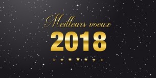 Meilleurs voeux 2018 doré sur fond noir étoilé